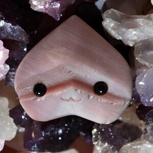 HANDMADE Pink Cat's Eye Crystal Buddy -  Heart-Shaped Pocket Friend
